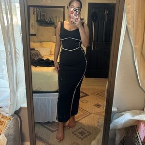 Elegant Black Dress with White Accents